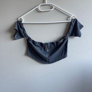 💜3 for $15💜 Mocking Jay Women's Off-Shoulder Buttoned Bra Top Small